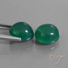 Agate Gemstones in 9.3 x 8.6 mm Size for Sale, Agate Stones in Forest Green Color
