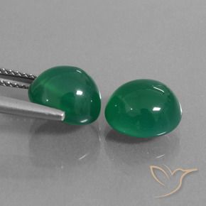 Agate Gemstones in 9.4 x 8.4 mm Size for Sale, Agate Stones in Medium Green Color