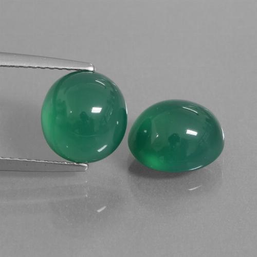 Forest Green Agate Gem - 3.1ct Oval Cabochon (ID: 443581)