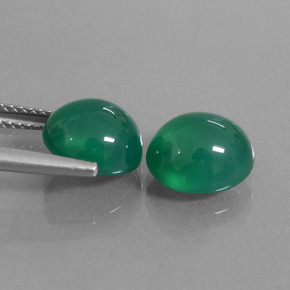 Agate Gemstones in 9.6 x 8.5 mm Size for Sale, Agate Stones in Forest Green Color