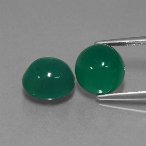 Medium Deep Green Agate Gem - 3.3ct Oval Cabochon (ID: 443596)