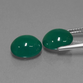 Agate Gemstones in 9.9 x 8.8 mm Size for Sale, Agate Stones in Medium Green Color