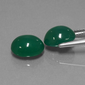 Agate Gemstones in 9.9 x 8.3 mm Size for Sale, Agate Stones in Medium Green Color