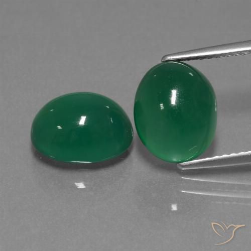 Agata verde da 7 ct, taglio ovale da 10,5 x 8,5 mm dall'India, Photo A