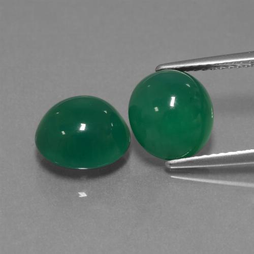 Paire d'agate Ovale 9,7 x 9mm - Poids total 6,87 ct / moyenne 3,44 ct chaque, pierre gemme naturelle , couleur Vert jaunâtre avec pureté Translucide, dureté Mohs 6.5 à 7 convient aux bijoux de tous les jours, pierre de sagesse, Photo A