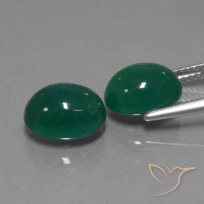 Agate Gemstones in 10.4 x 8.2 mm Size for Sale, Agate Stones in Medium Green Color