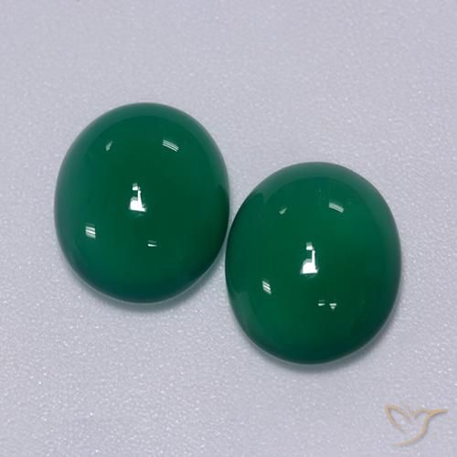 5.98 ctw Green Agate Stones, Natural Agate in Oval Cabochon Shape for Sale