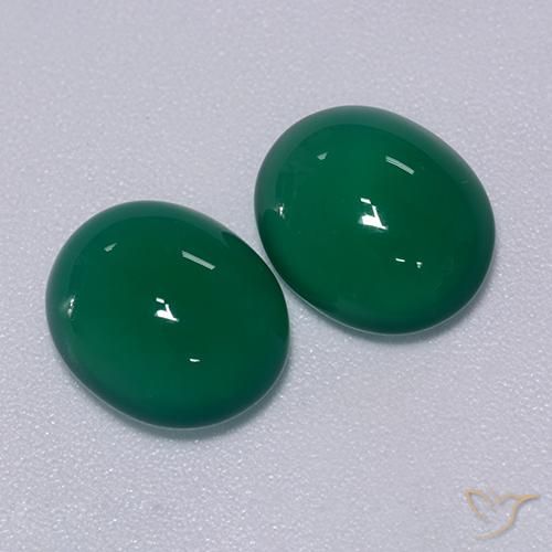 Agate Gemstones in 10.3 x 8.7 mm Size for Sale, Agate Stones in Medium Green Color