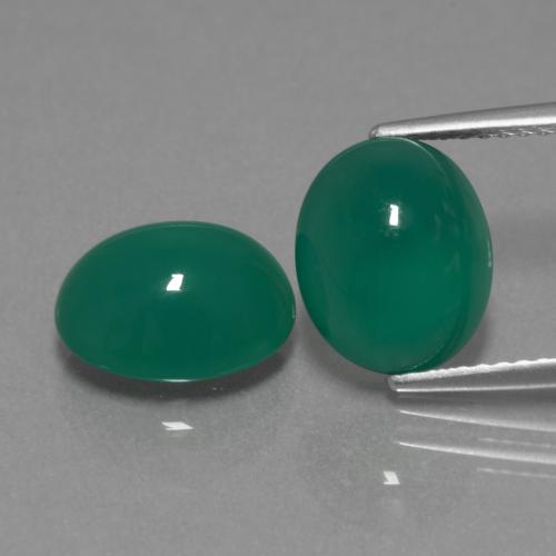 Medium Green Agate Gem - 3.1ct Oval Cabochon (ID: 443644)
