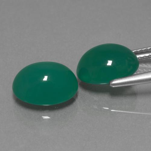 Agate Gemstones in 10.3 x 8.5 mm Size for Sale, Agate Stones in Medium Green Color