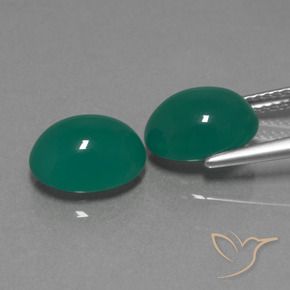 Agate Gemstones in 10.4 x 8.3 mm Size for Sale, Agate Stones in Medium Green Color