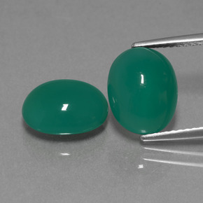 Medium Green Agate Gem - 3.2ct Oval Cabochon (ID: 443649)