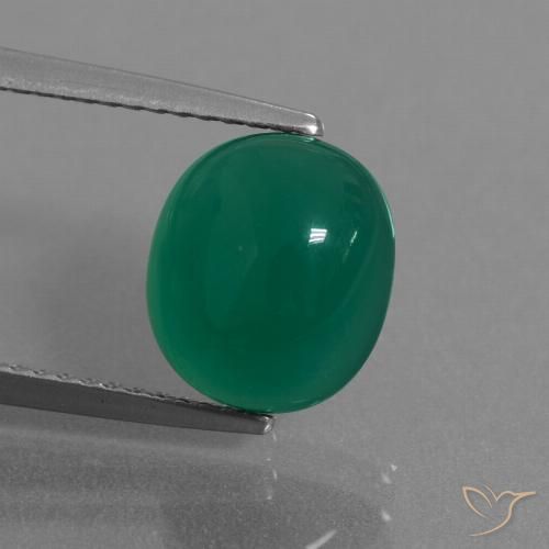 3.48ct Natural Verde profundo médio Ágata, oval, Translúcido, Photo A