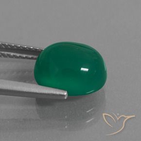 Agate Gemstone in 9.9 x 8.6 mm Size for Sale, Agate Stone in Medium Deep Green Color
