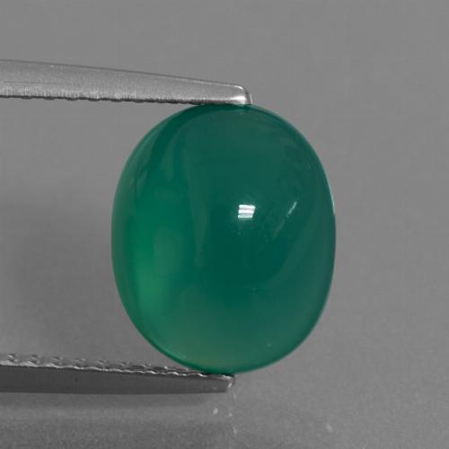 Medium Green Agate Gem - 3.1ct Oval Cabochon (ID: 443668)