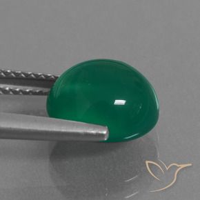 Agate Gemstone in 9.4 x 8.6 mm Size for Sale, Agate Stone in Forest Green Color
