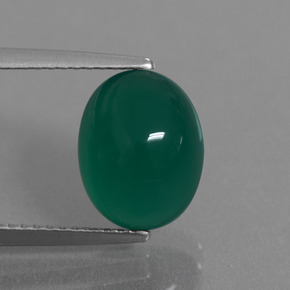 Темно-зеленый Агат Камень - 3.8ct Овал Кабошон (ID: 443671)