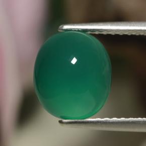 Forest Green Agate Gem - 3.1ct Oval Cabochon (ID: 443675)