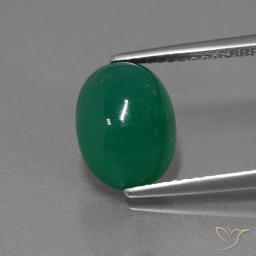 3.49ct Natural Medium Deep Green Agate, Oval, Translucent