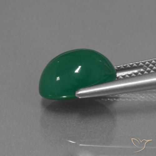 Agate Gemstone in 10.5 x 8 mm Size for Sale, Agate Stone in Medium Deep Green Color