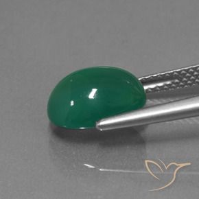 Agate Gemstone in 10.5 x 7.9 mm Size for Sale, Agate Stone in Forest Green Color