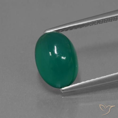 Verde frío Ágata Gema - 3ct Cabujón Óvalo (ID: 443725)