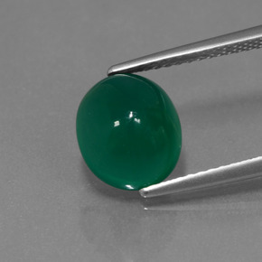2.81 ct Green Agate Gemstone, Agate Gem in Oval Cabochon Shape for Sale.
