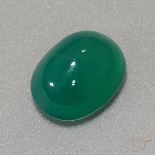 3.43 ct Green Agate Stone, Natural Agate in Oval Cabochon Shape for Sale