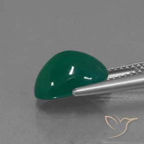 Agate Gemstone in 11 x 7.8 mm Size for Sale, Agate Stone in Deep Green Color