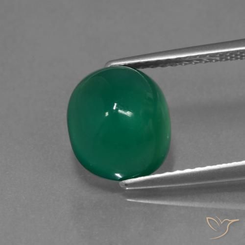 3.23 ct Green Agate, 9.8 x 8.5 mm Oval Cut From India, Photo A