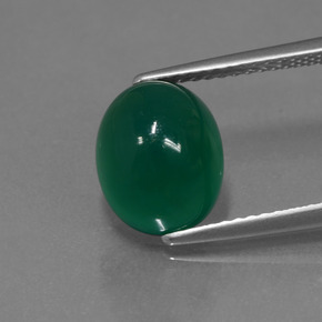 Medium Dark Green Agate Gem - 3.8ct Oval Cabochon (ID: 443746)