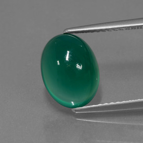 Medium Green Агат Камень - 3.6ct Овал Кабошон (ID: 443747)