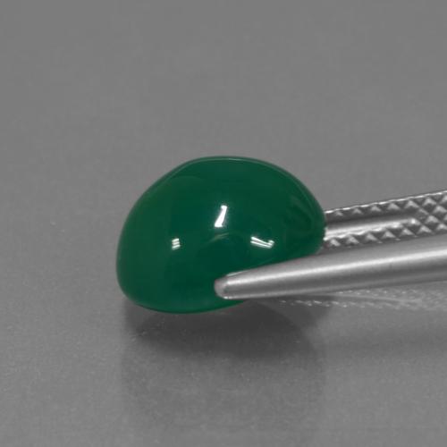Agate Gemstone in 10 x 8.9 mm Size for Sale, Agate Stone in Medium Deep Green Color