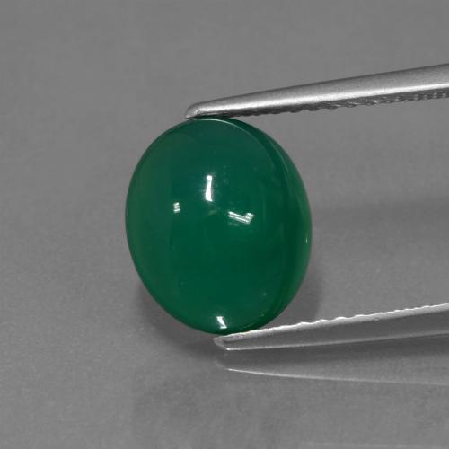 9,9 x 8,4mm di agata verde taglio ovale dall'India, peso di 3 ct, pietra preziosa naturale Tinto in purezza Translucent, 1 pezzo Agata Ovale cabochon - Colore: Verde foresta, durezza Mohs di 6,5 - 7 adatto per gioielli da indossare ogni giorno , Photo A