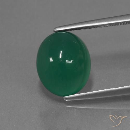 3.17ct Natural Forest Green Agate, Oval, Translucent