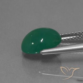 Agate Gemstone in 10.3 x 8.5 mm Size for Sale, Agate Stone in Forest Green Color