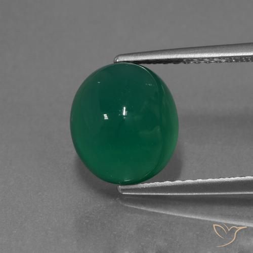3.65 ct Green Agate, 9.8 x 8.6 mm Oval Cut From India, Photo A