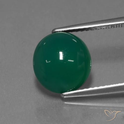 3.61 ct Green Agate, 10.2 x 9.6 mm Oval Cut From India, Photo A