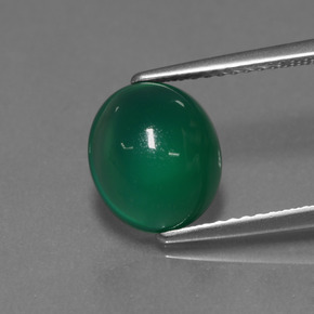 3.01 ct Green Agate Gemstone, Agate Gem in Oval Cabochon Shape for Sale.