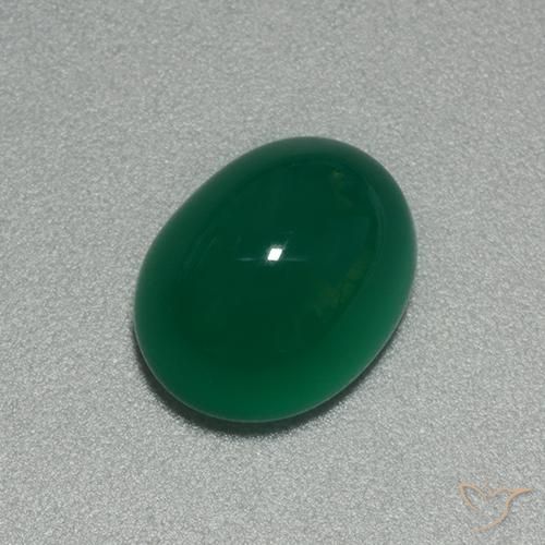 3.92ct Natural Medium Green Agate, Oval, Translucent
