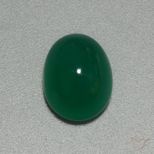 3.92 ct Green Agate Stone, Natural Agate in Oval Cabochon Shape for Sale