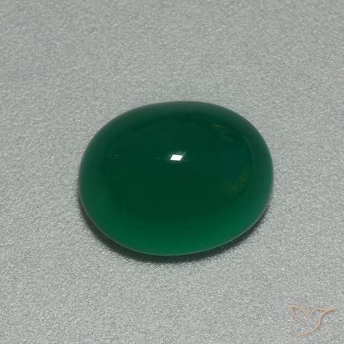 Agate Gemstone in 10.4 x 8.2 mm Size for Sale, Agate Stone in Medium Green Color