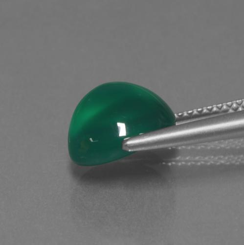 Agate Gemstone in 9.4 x 7.5 mm Size for Sale, Agate Stone in Medium Dark Green Color