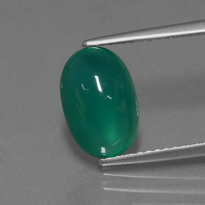 2.88 ct Green Agate Gemstone, Agate Gem in Oval Cabochon Shape for Sale.