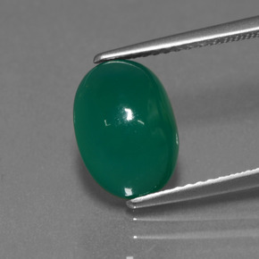 Medium Green Agate Gem - 3.5ct Oval Cabochon (ID: 443811)