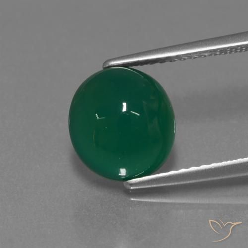 3.42ct Oval Yellowish Green Agate from India, Dimension 9.5 x 8.8mm, Natural dyed Gemstone, Translucent Clarity, 1pc Oval Cabochon Agate, Mohs Hardness of 6.5 - 7 suitable for daily wear jewelry, Photo A