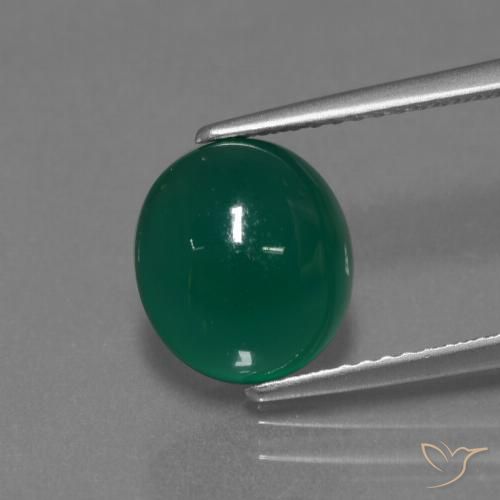 3.60ct Natural Medium Green Agate, Oval, Translucent