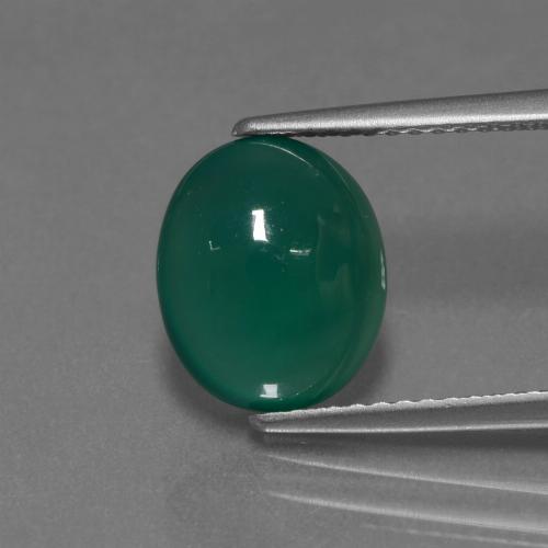 Medium Green Agate Gem - 3.2ct Oval Cabochon (ID: 443815)