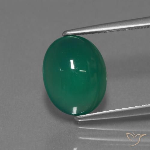3.23ct Natural Medium Green Agate, Oval, Translucent