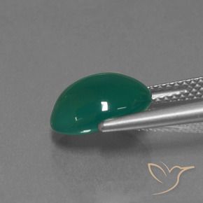Agate Gemstone in 10.8 x 8.5 mm Size for Sale, Agate Stone in Medium Green Color